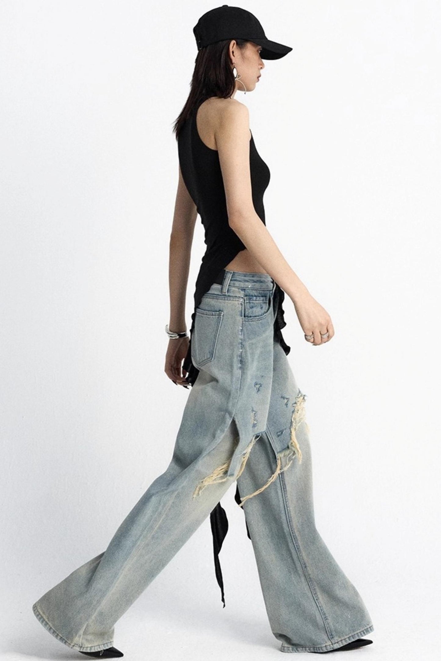 Black Ruffle Streamer Vest