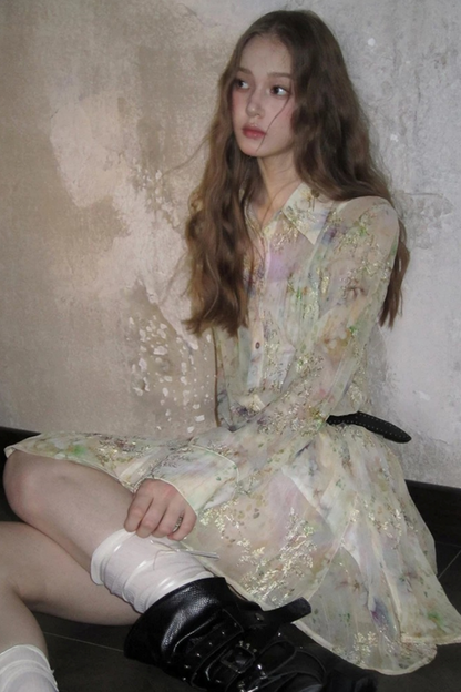 Sunset Embroidery Pleated Dress Set