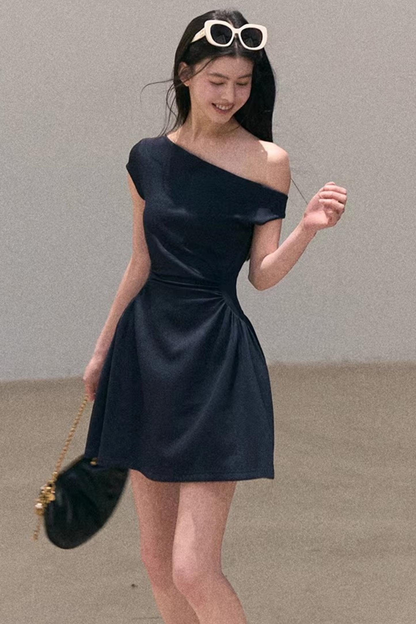 Lyocell-Asymmetrisches-Spitzenkleid