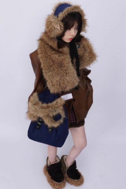 Heavy Industry Plush Patchwork Scarf