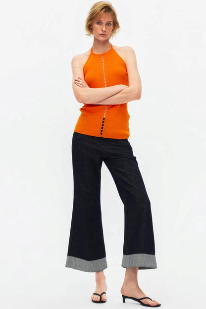 Lyocell Color-Blocked Strick-Oberteil