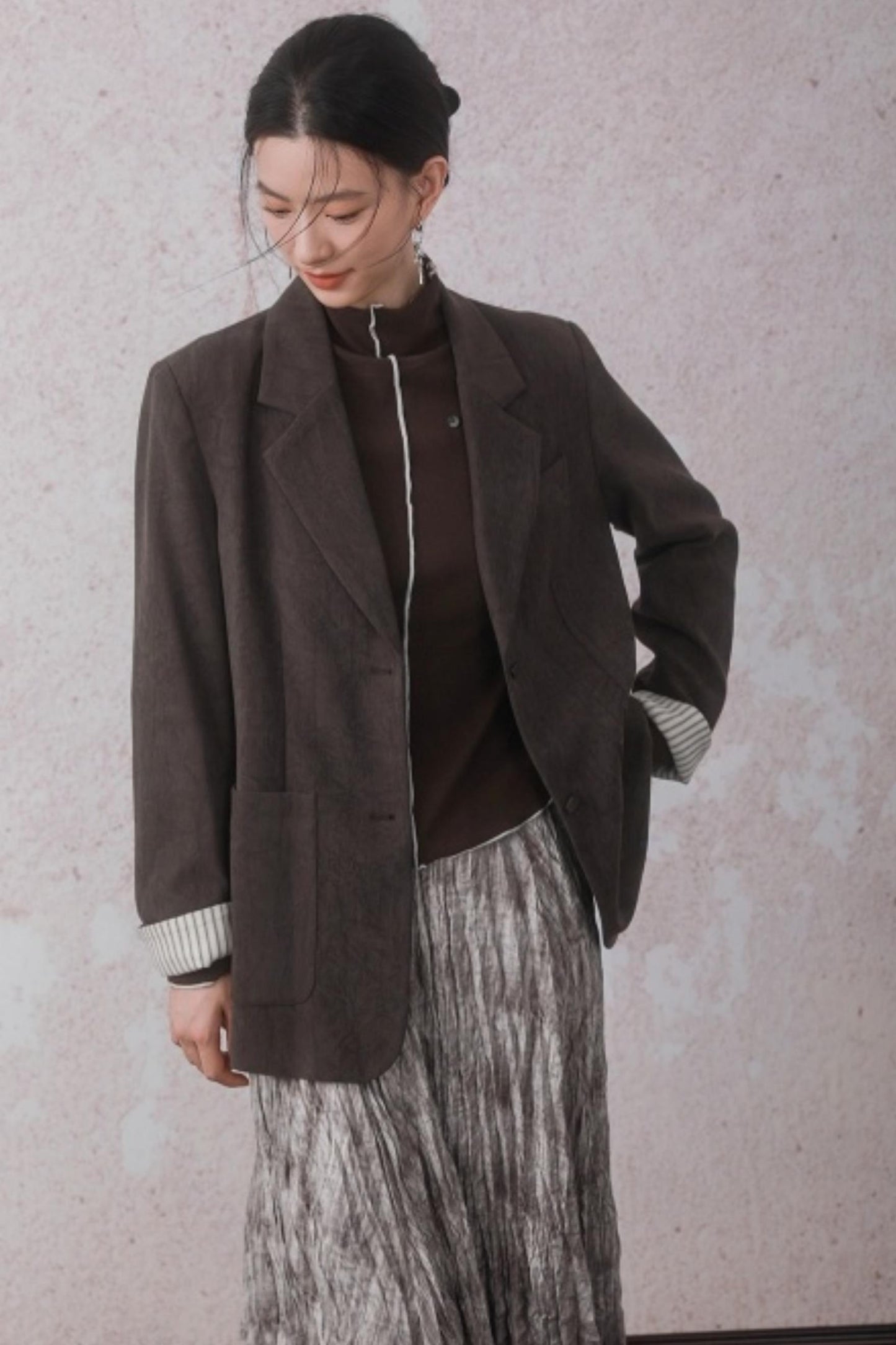 Cocoa Brown Half-Turtleneck Top