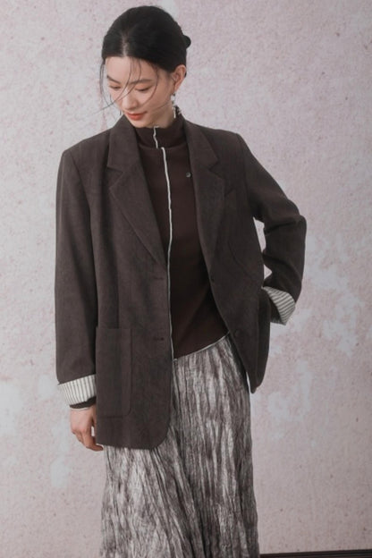 Cocoa Brown Half-Turtleneck Top