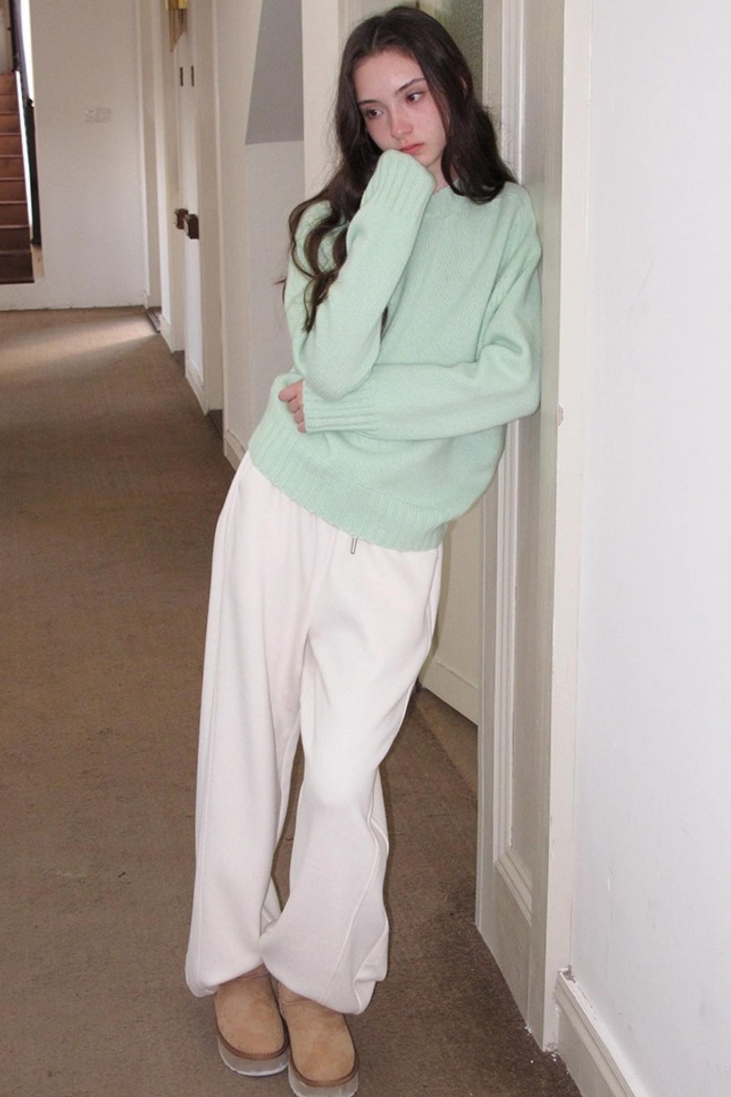 Fleece Mist Elastic Waist Knit Pants