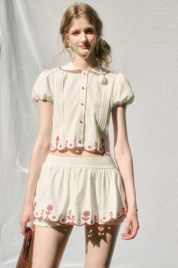 White Lace Shirt Skirt Set-Up