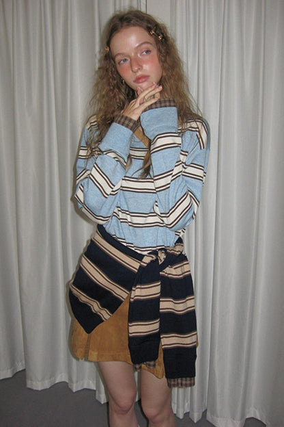 Retro Knit Plaid Top