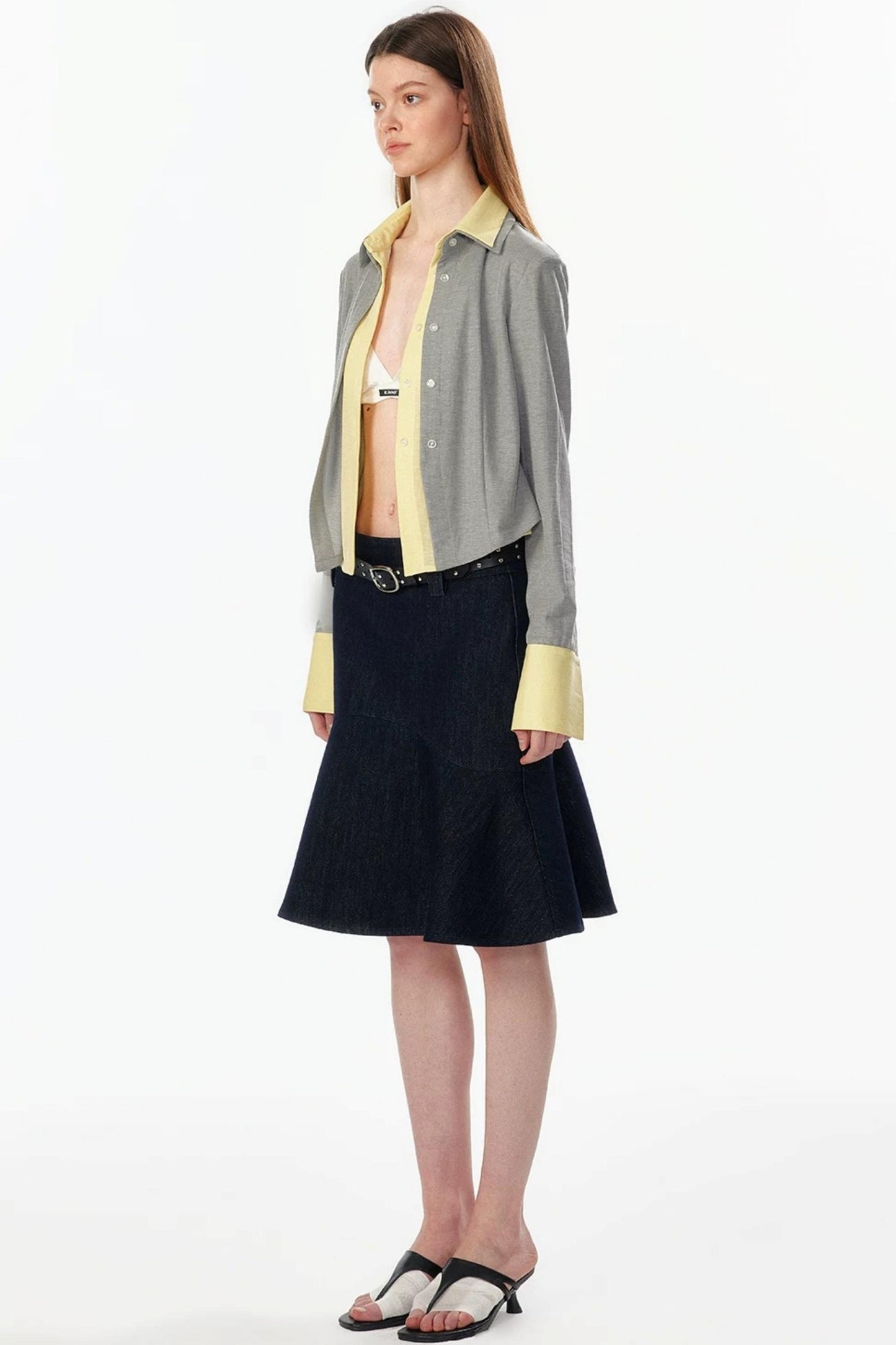 Color-Blocked Fake Two-Piece Shirt
