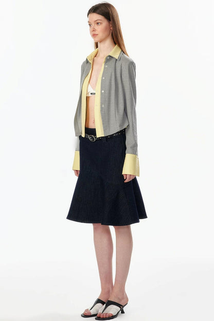 Color-Blocked Fake Two-Piece Shirt