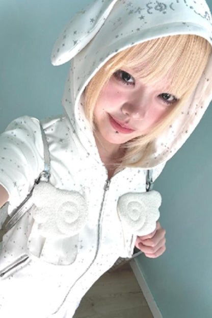 Silver Angel Wing Hoodie Top