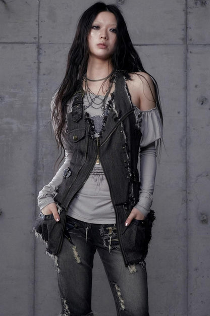 Workwear Waist Denim Vest