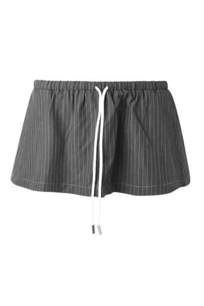 Tie-Waist Striped Short Skirt