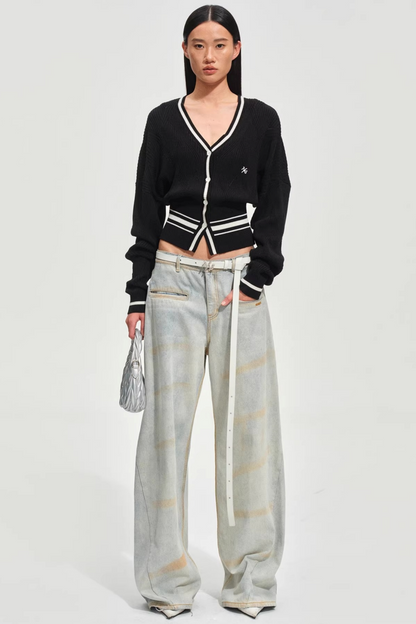 Tencel Wool Striped Cardigan