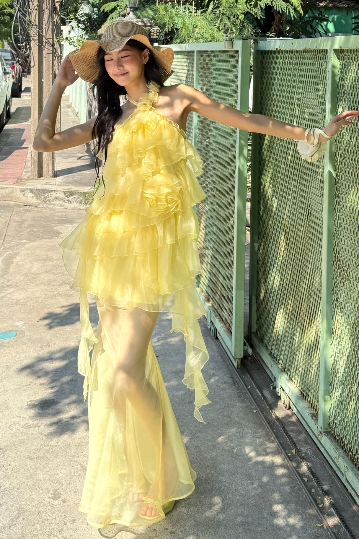 Rose Mesh Fishtail Dress