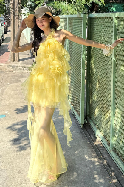 Rose Mesh Fishtail Dress