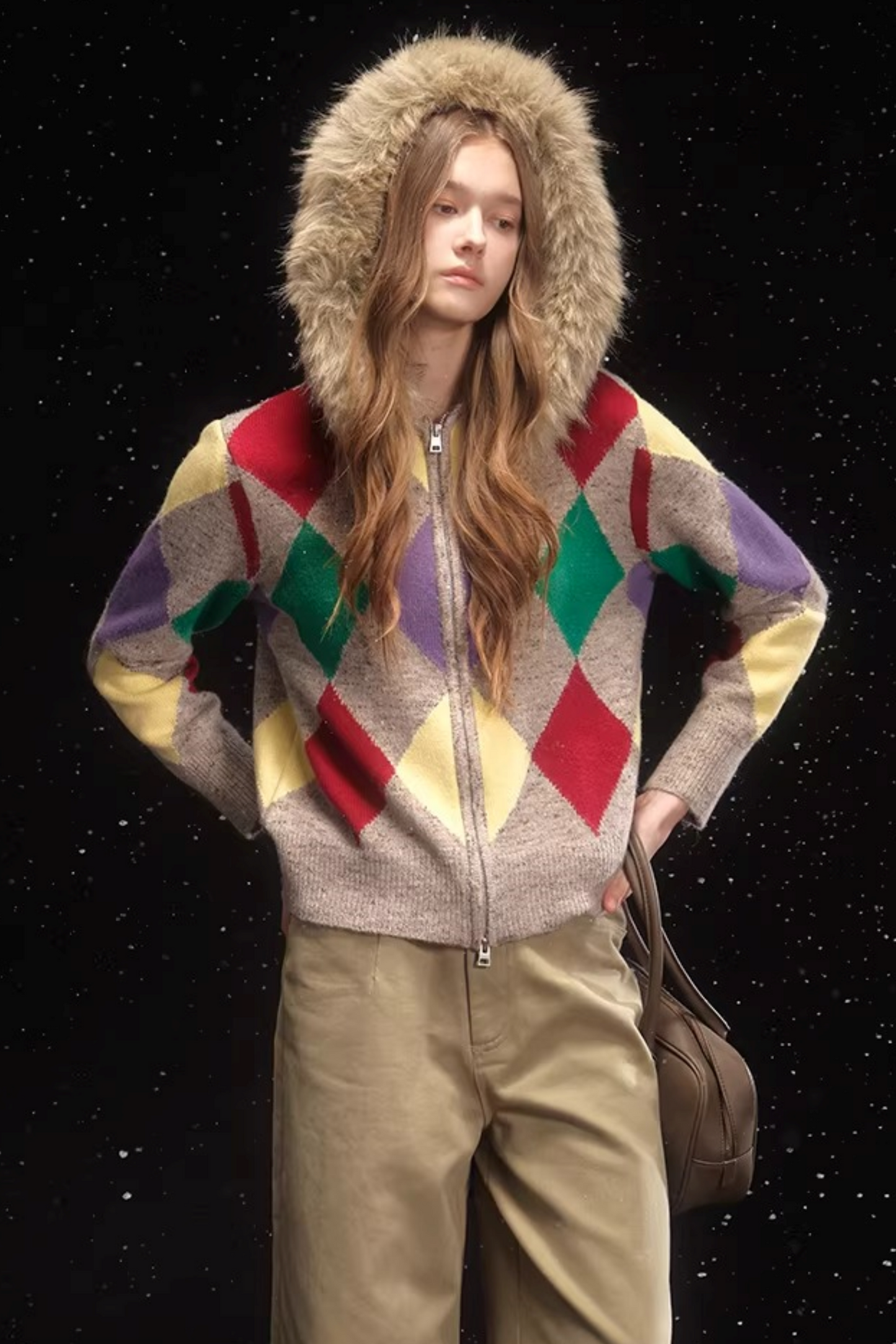 Checkered Argyle Wool Sweater Outer