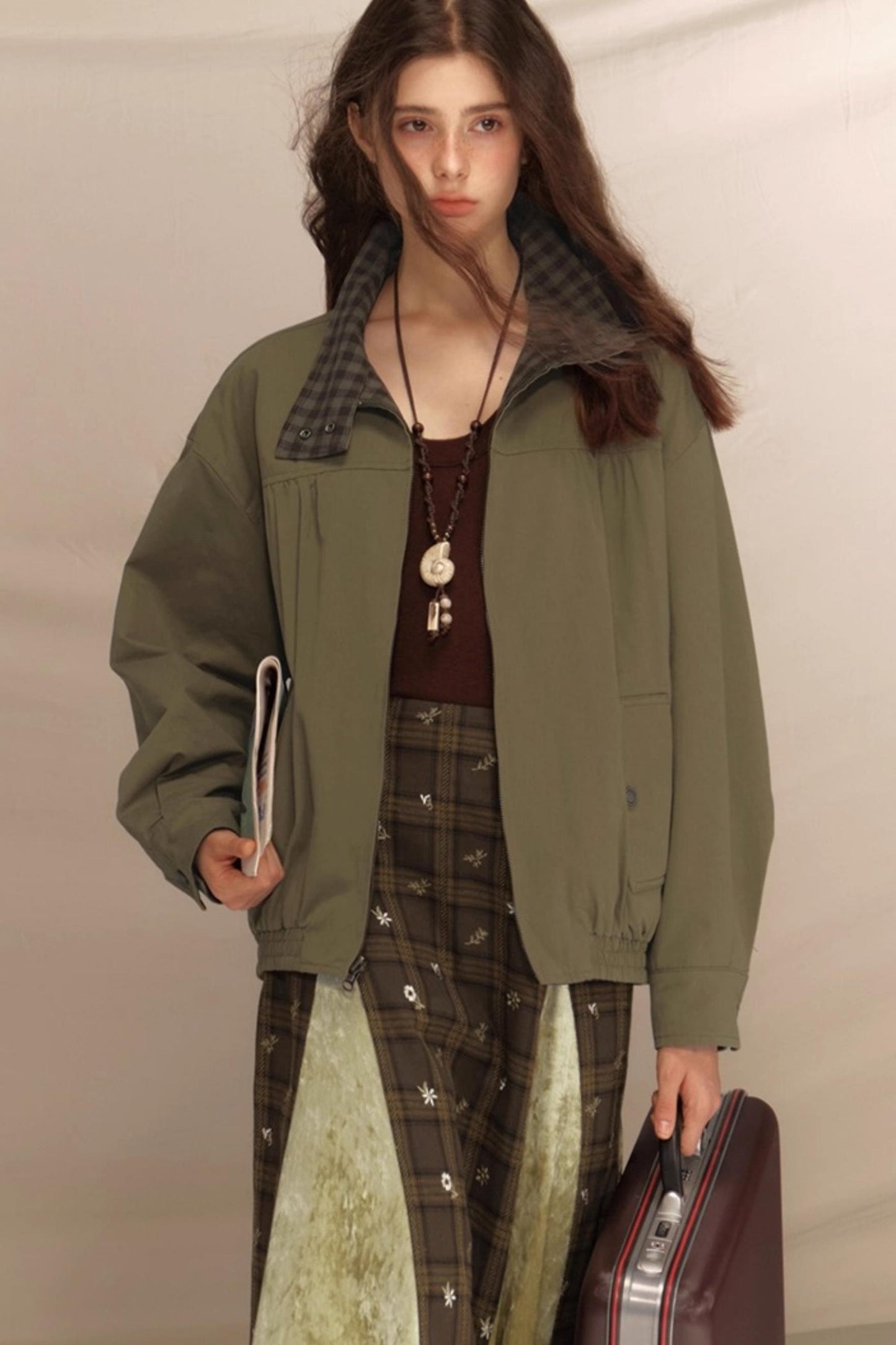 Linen Plaid Double Sided Jacket