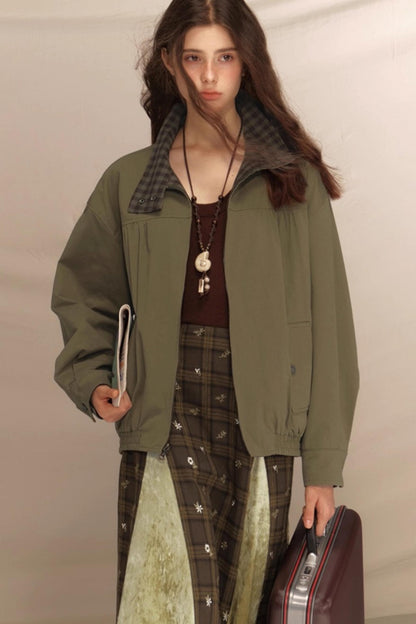 Linen Plaid Double Sided Jacket