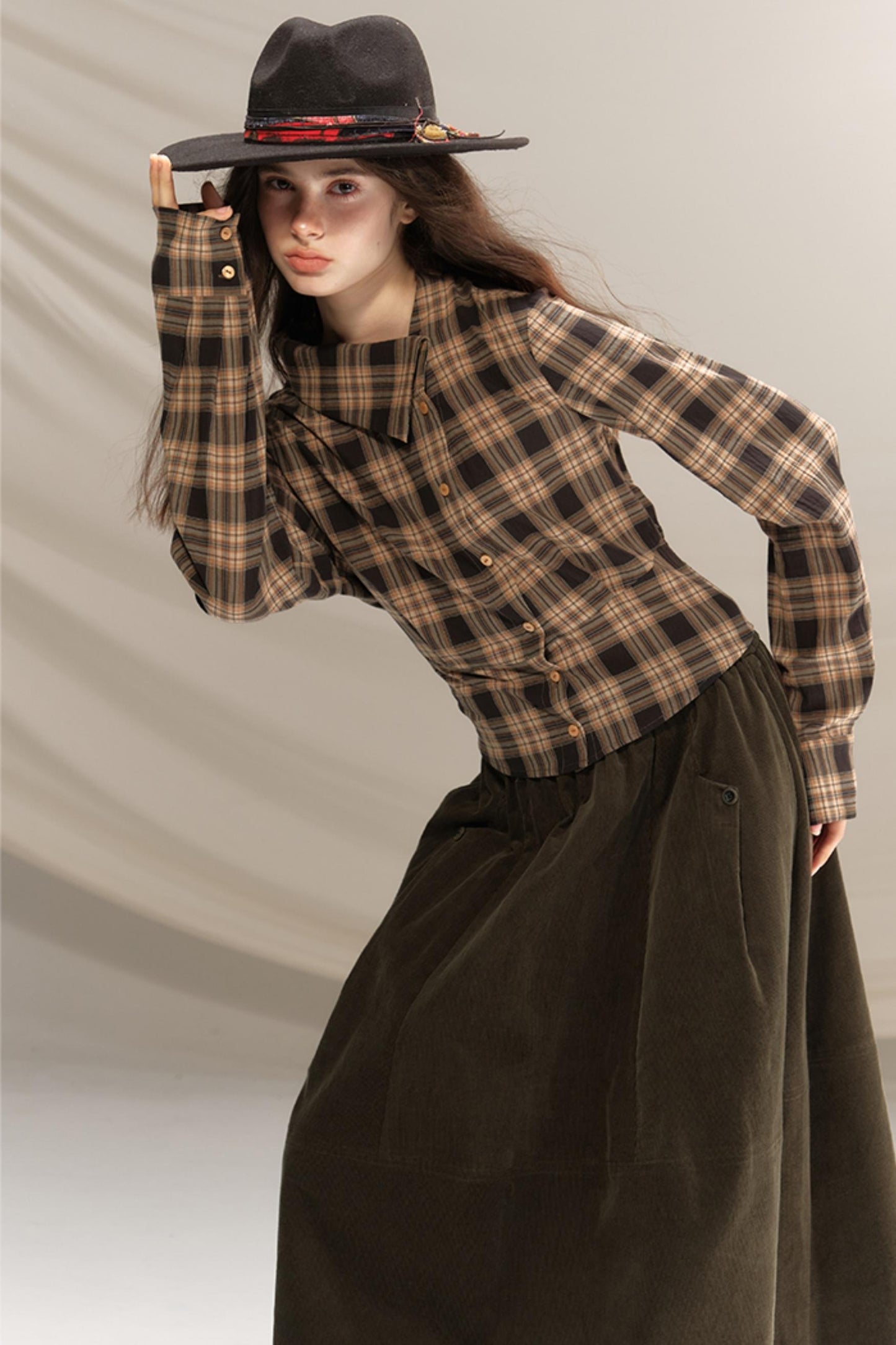 Retro Green Pleated Skirt