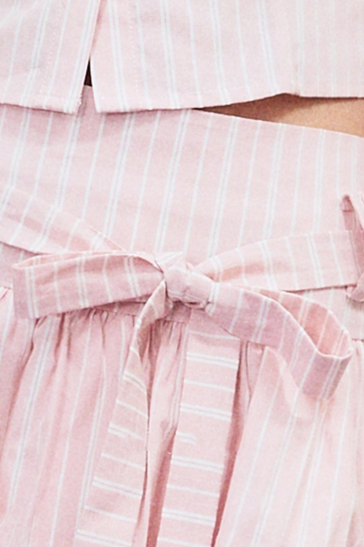 Chic Striped Short Shirt & Skirt Set-Up