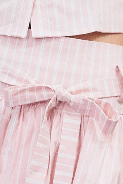 Chic Striped Short Shirt & Skirt Set-Up