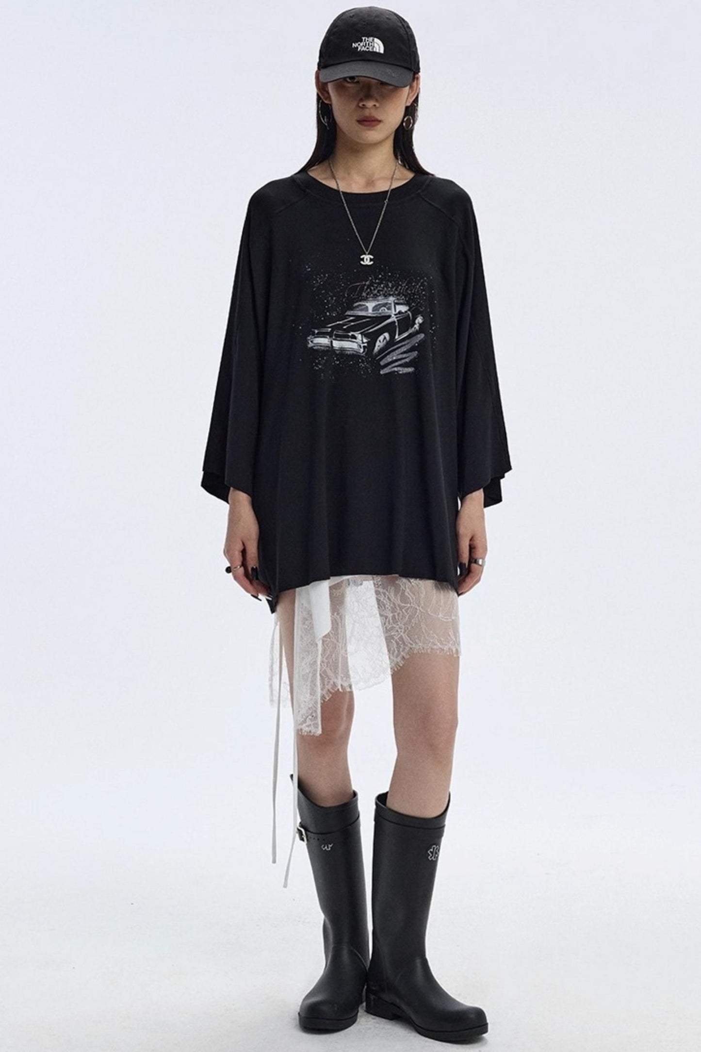 Vintage Car Print Cropped T-Shirt