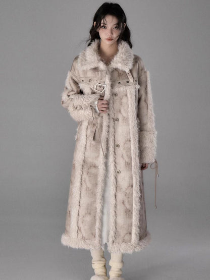 Lamb fur long coat