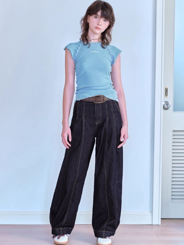 Versatile casual loose-fitting denim pants