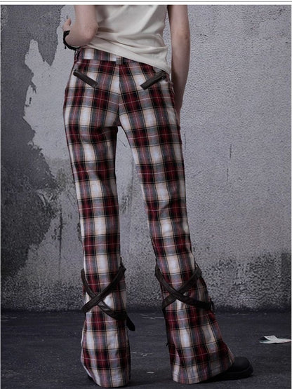 Niche retro plaid wide leg pants