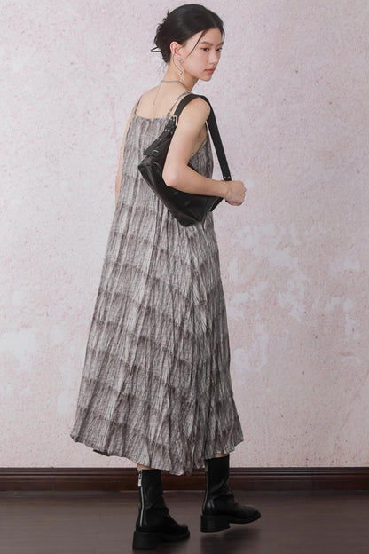 Velvet Tie-Dye Print A-Line Sundress