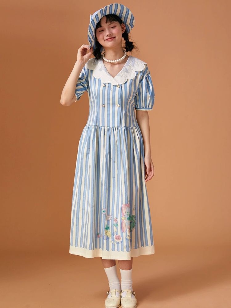 Genesis Blue and White Striped Dress