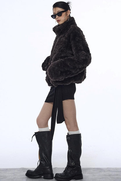 Pleated Strap Long-Sleeved Dress