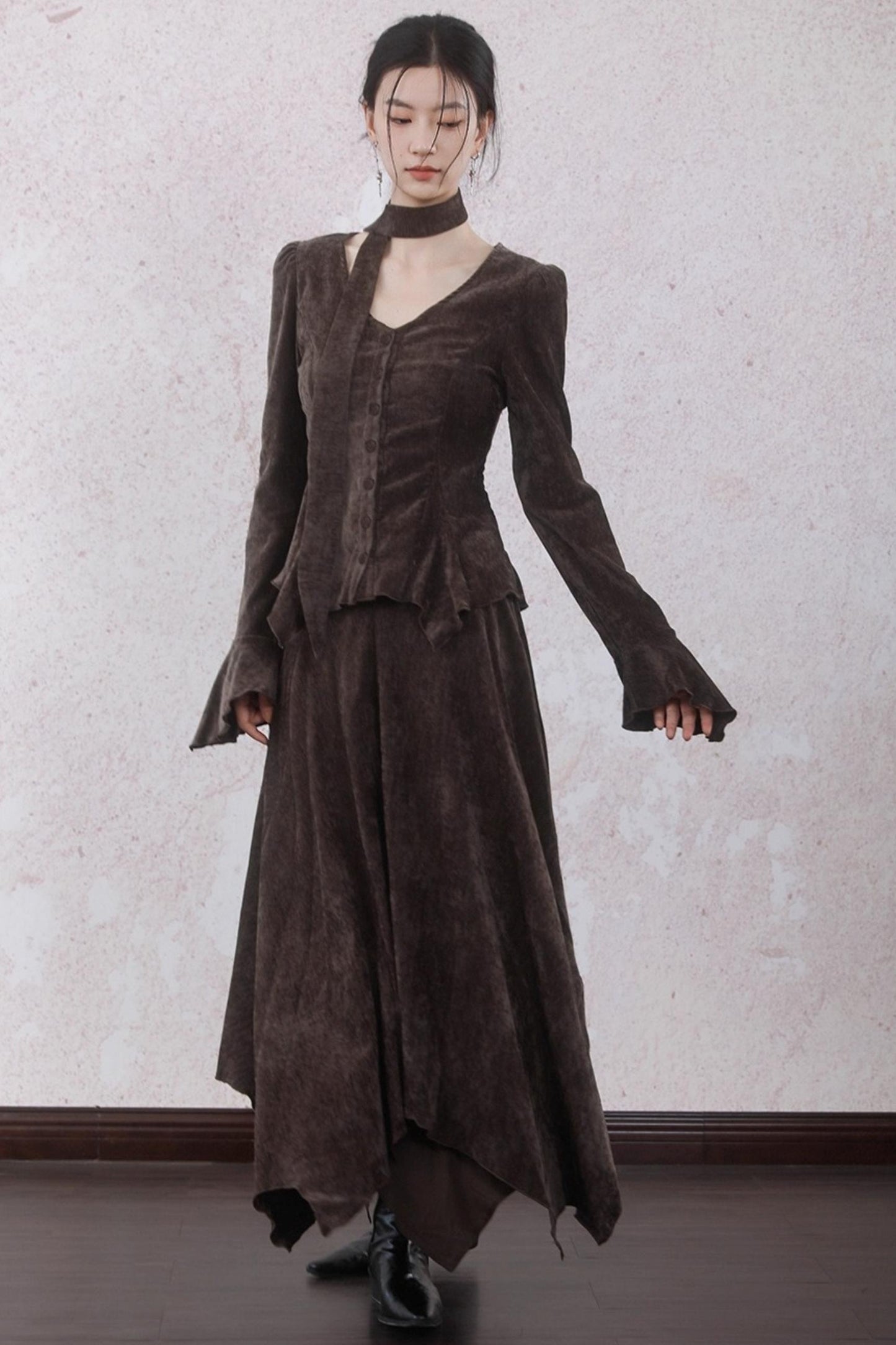 Winter Velvet Top Skirt Set-Up