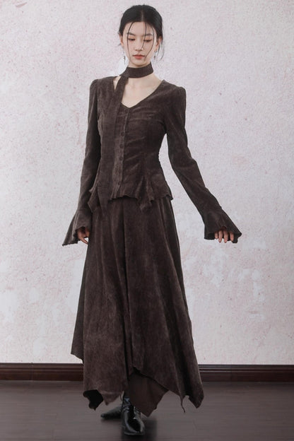 Winter Velvet Top Skirt Set-Up