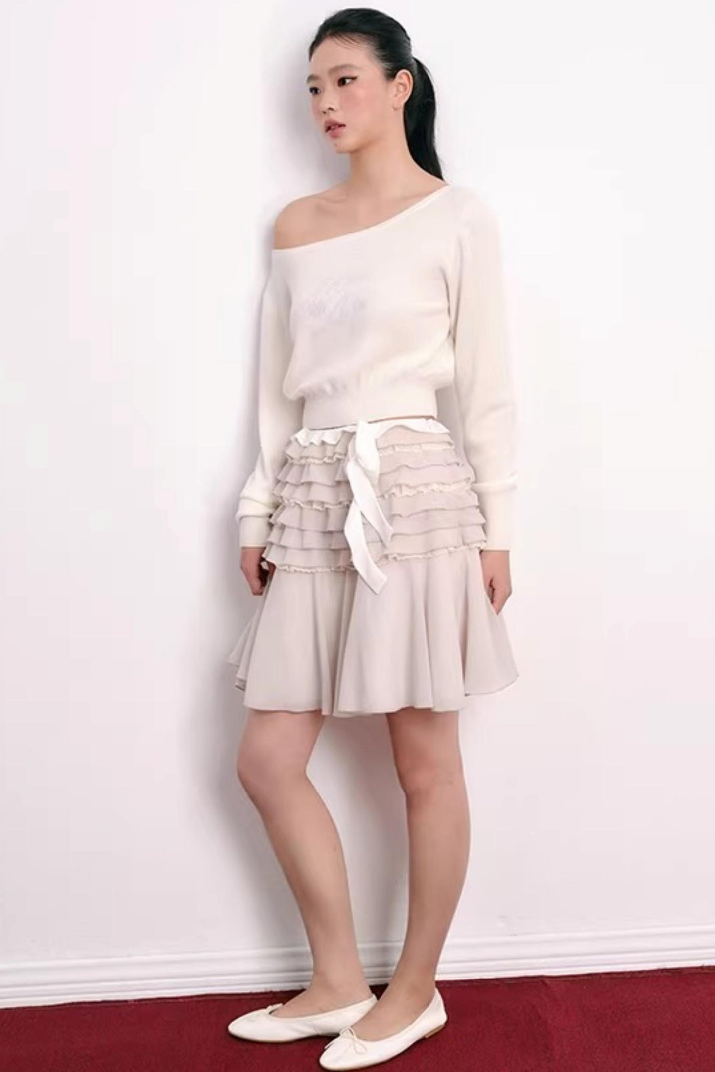 Cherry Jacquard Merino Wool Top