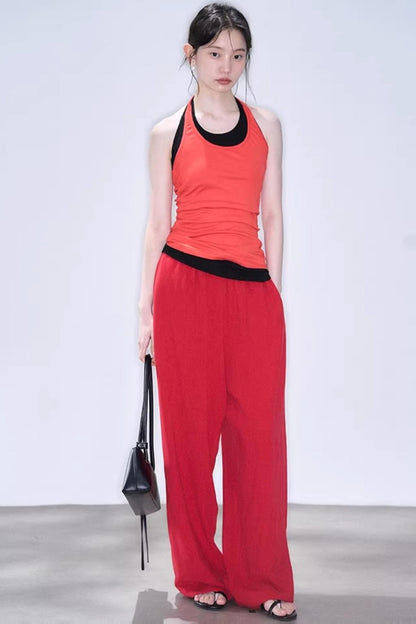 Linen Blend Wide-Leg Pants