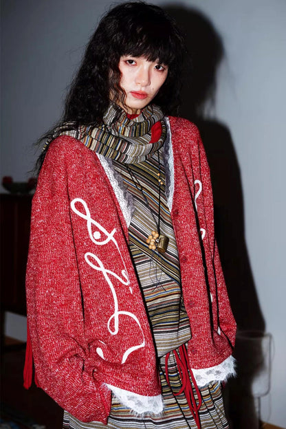 Striped Brushed Long-Sleeved Top