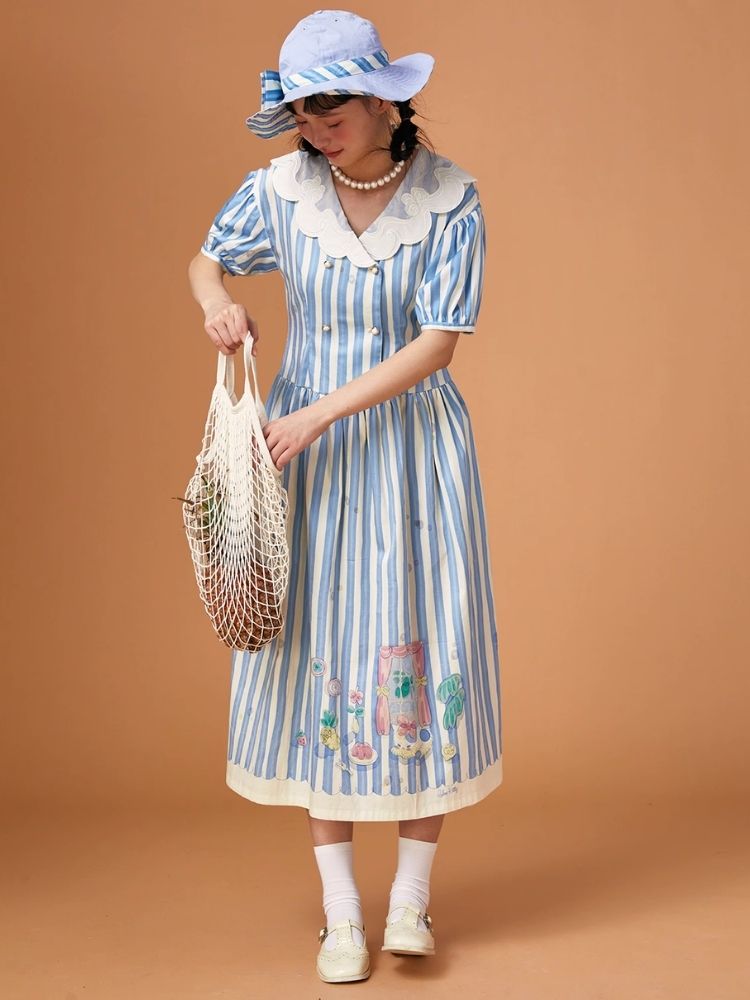 Genesis Blue and White Striped Dress