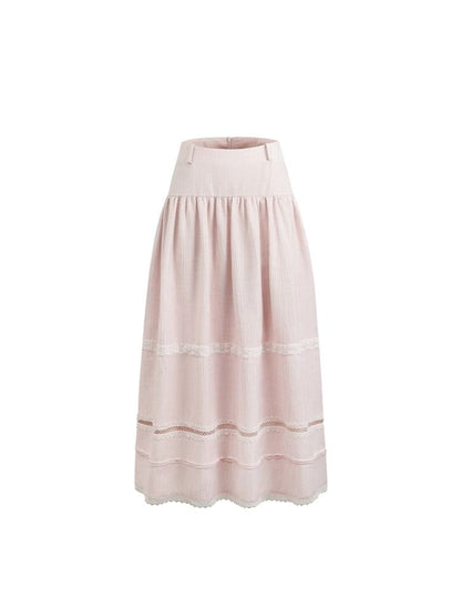 Pink Waisted Blouse/Umbrella Skirt