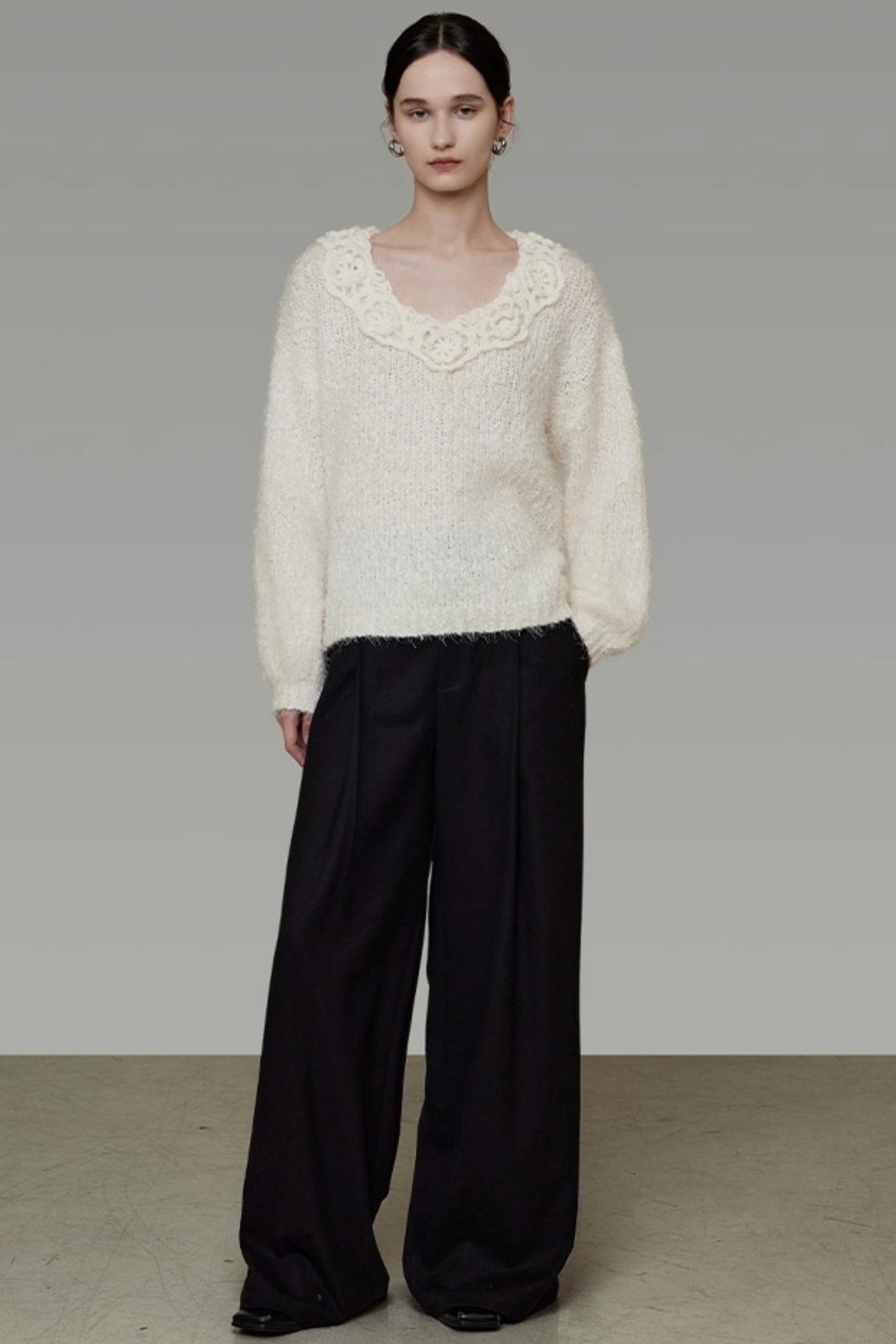 Stereo Lace Knit Lantern Top