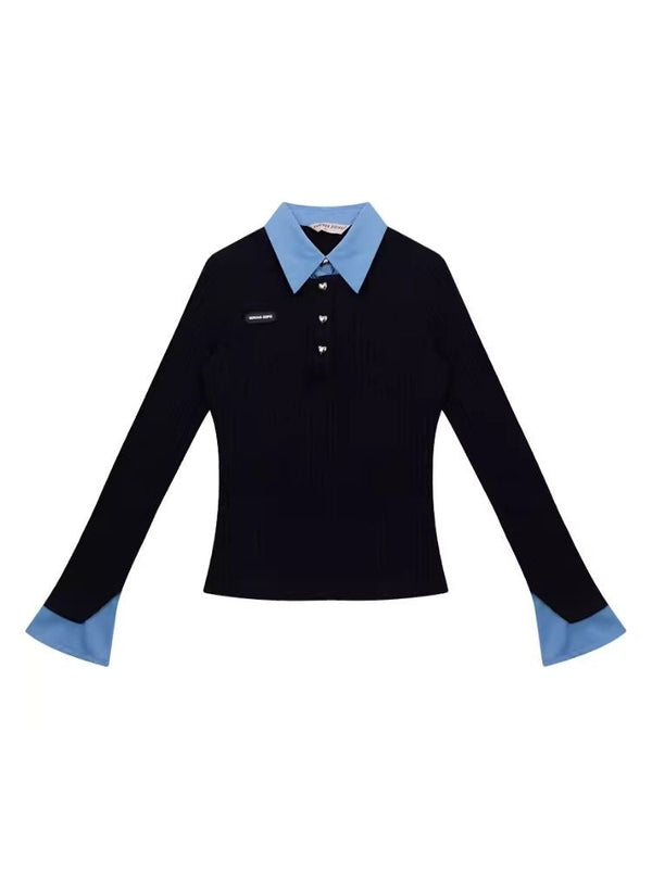 Slim Polo Neck Knit Sweater