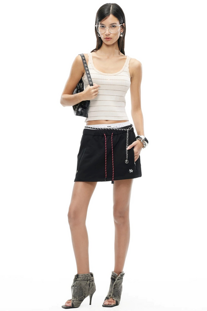 Cotton A-Line Drawstring Skirt