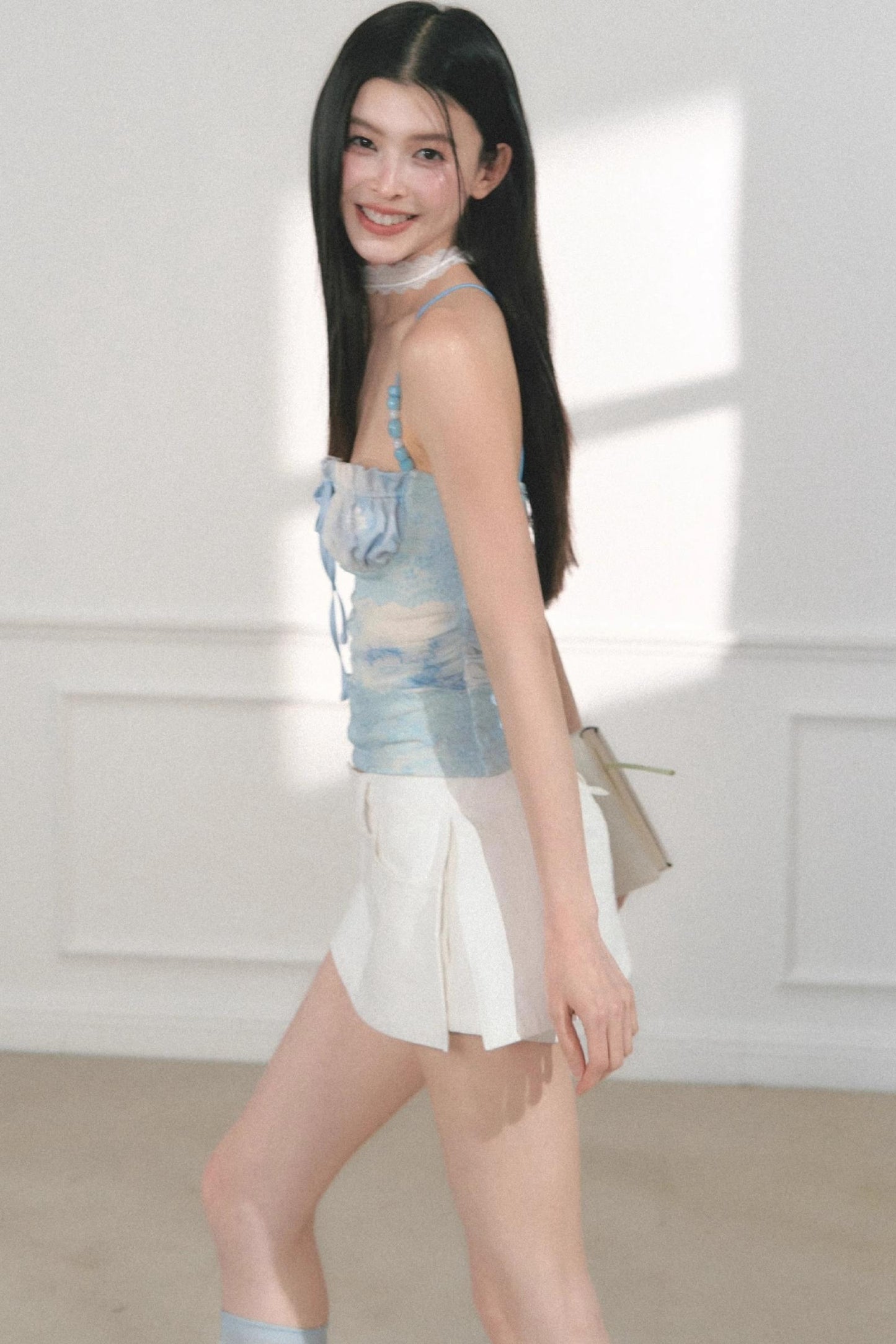 Summer Beaded Lace Waist Top