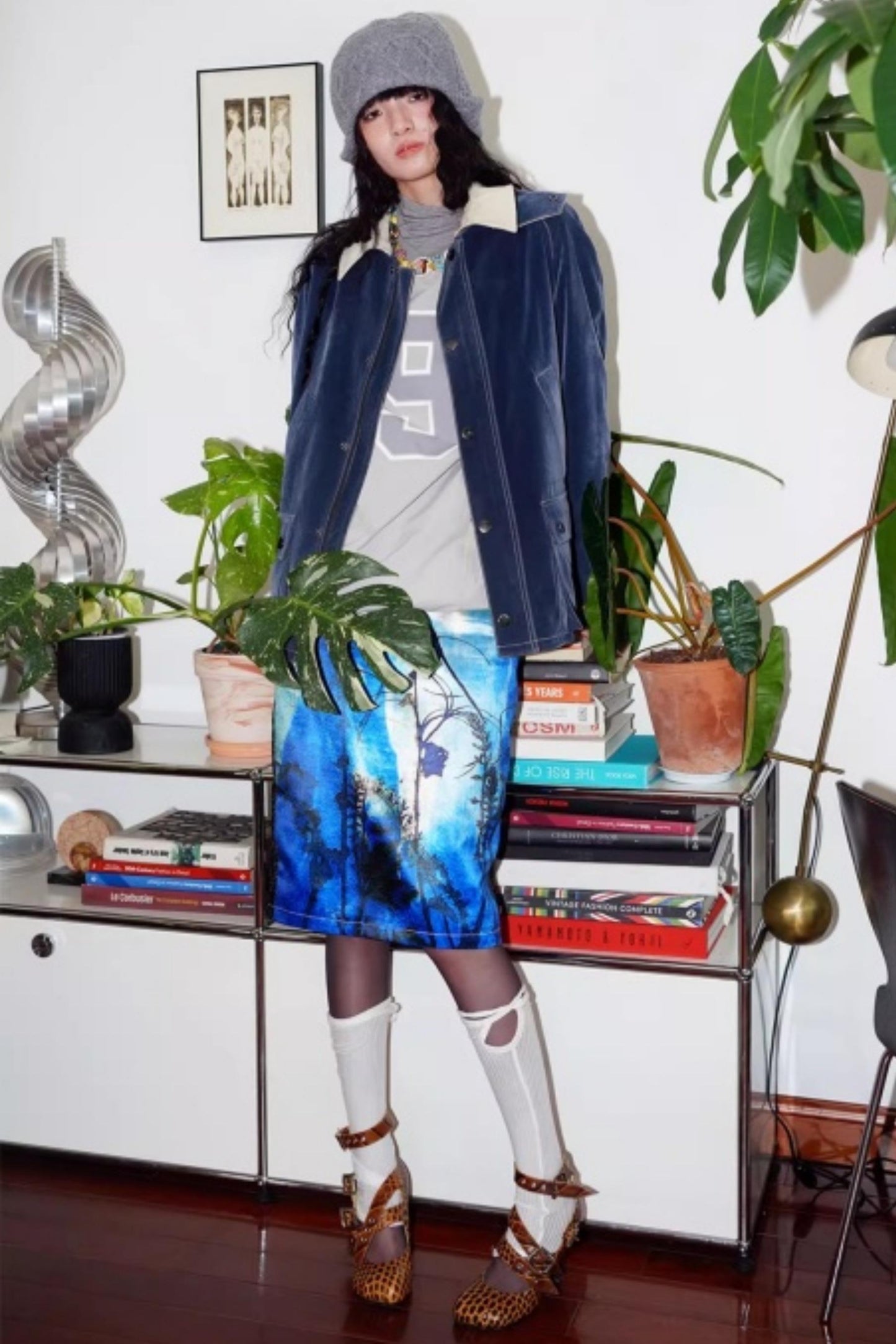 Vintage Original Print Denim Skirt