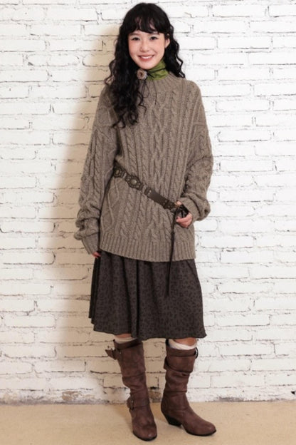 Sheep Wool Cable Knit Sweater