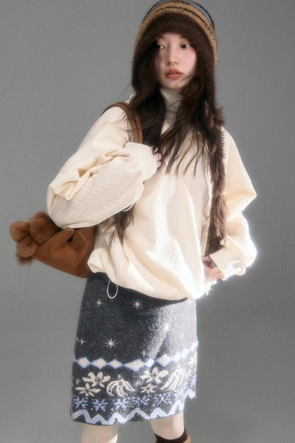 Moroccan Quilted Texture Sweatshirt Skirt Set-Up