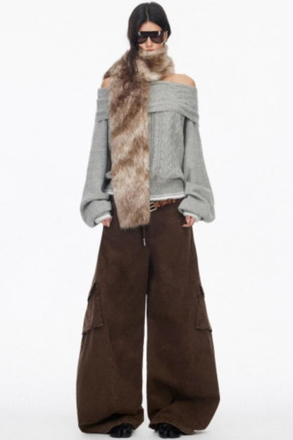 Distressed Wide-Leg Cargo Pants