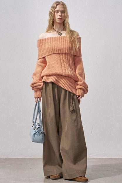 One-Shoulder Cable-Knit Sweater