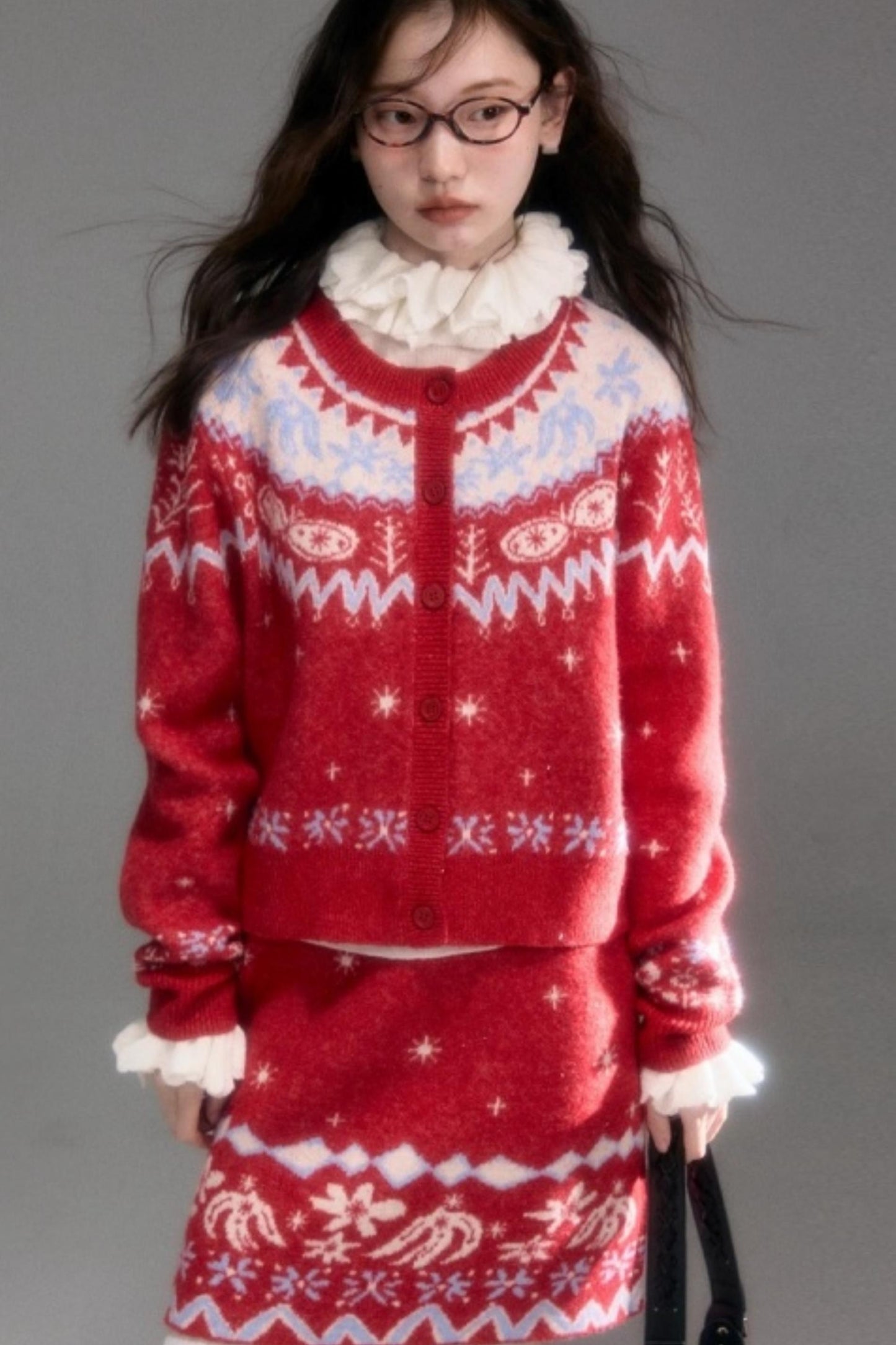 Snowflake Jacquard Cardigan Set-Up