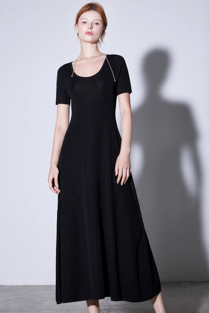 Silk U-neck Knit Dress