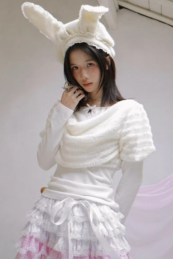 Draped Collar Knitted Top